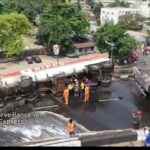 Diesel tanker crashes on Lagos’ Liverpool Bridge, spills fuel